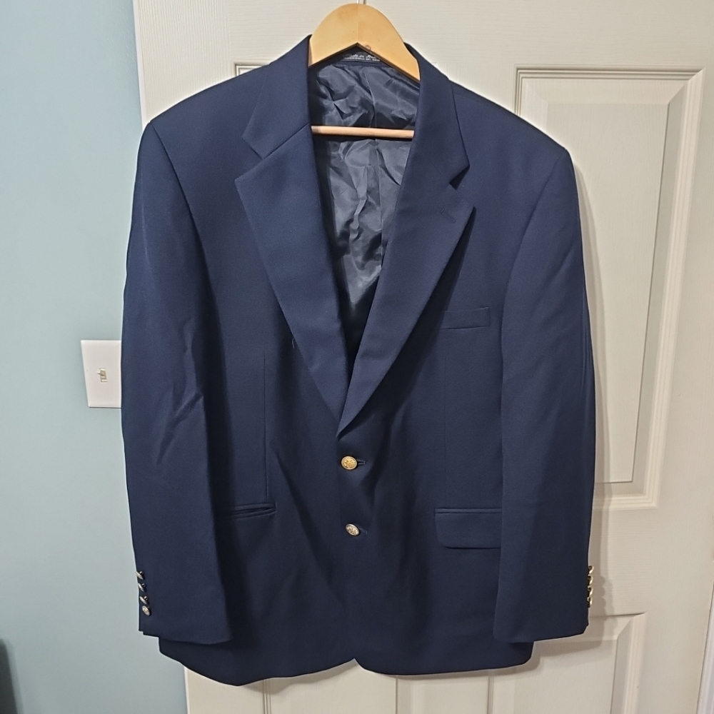 Bowdon Vintage Navy Blazer Gold Button Mens 46R Boat Captain 2 Button Jacket EUC